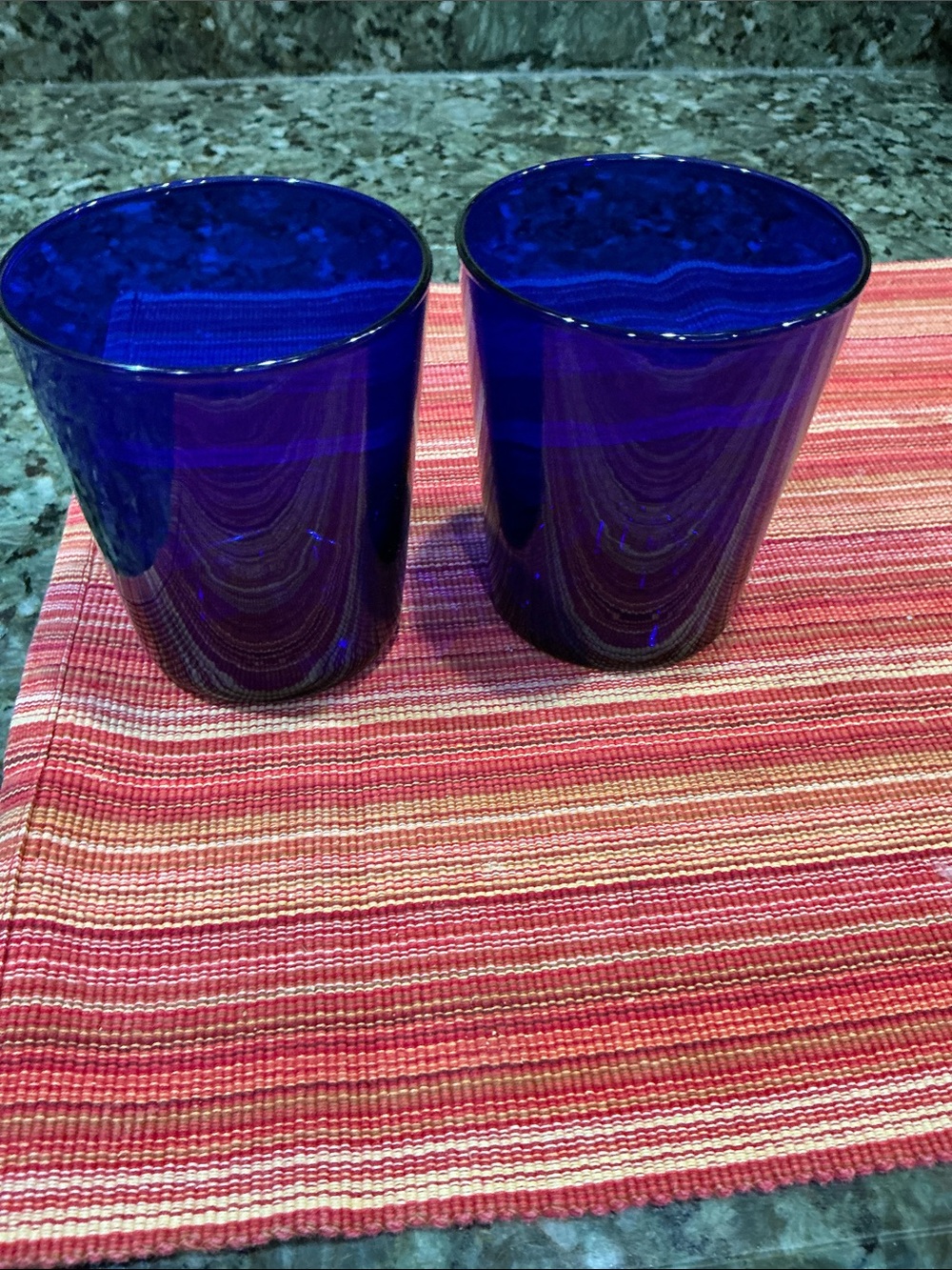 Set of 2 Cobalt Blue Glass Tumblers